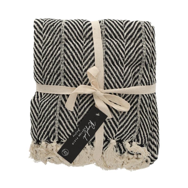 JENS Living Basic Recycled Cotton Plaid Zwart