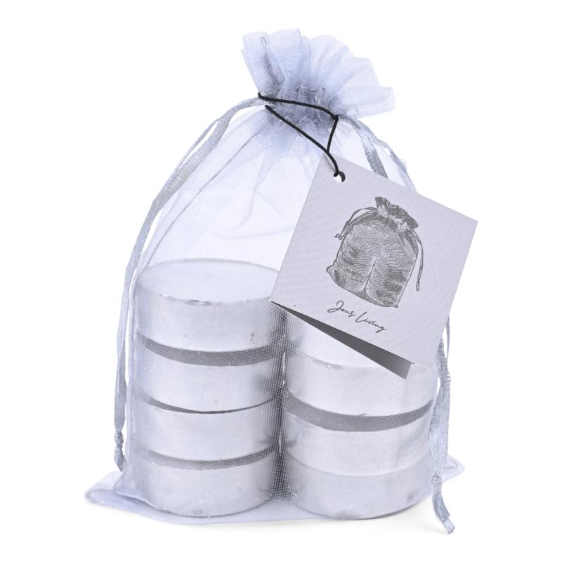 JENS Living Theelichten 4u in Organza Zak 8/ Grijs