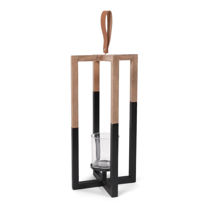 SENZA Houten Kandelaar Zwart Large