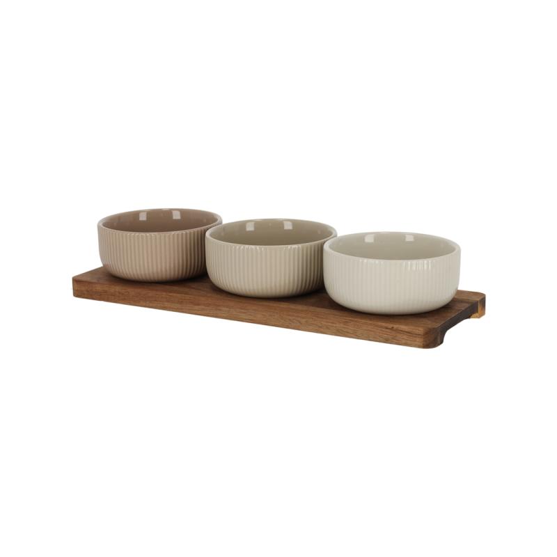 JENS Living Serveerplank Met Schaaltjes Beige