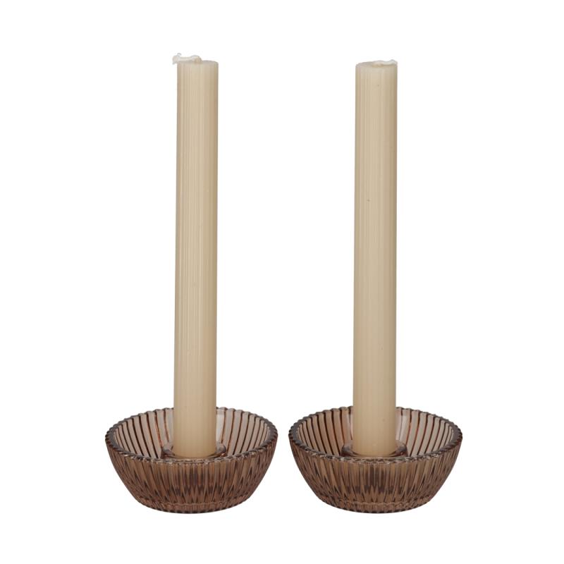 JENS Living Giftset Kandelaar + Kaars Bruin /2