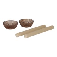 JENS Living Giftset Kandelaar + Kaars Bruin /2